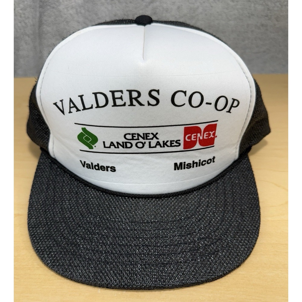 Vintage Valders CO-OP Cenex Land O' Lakes Mishicot Snapback Foam Rope Hat Black